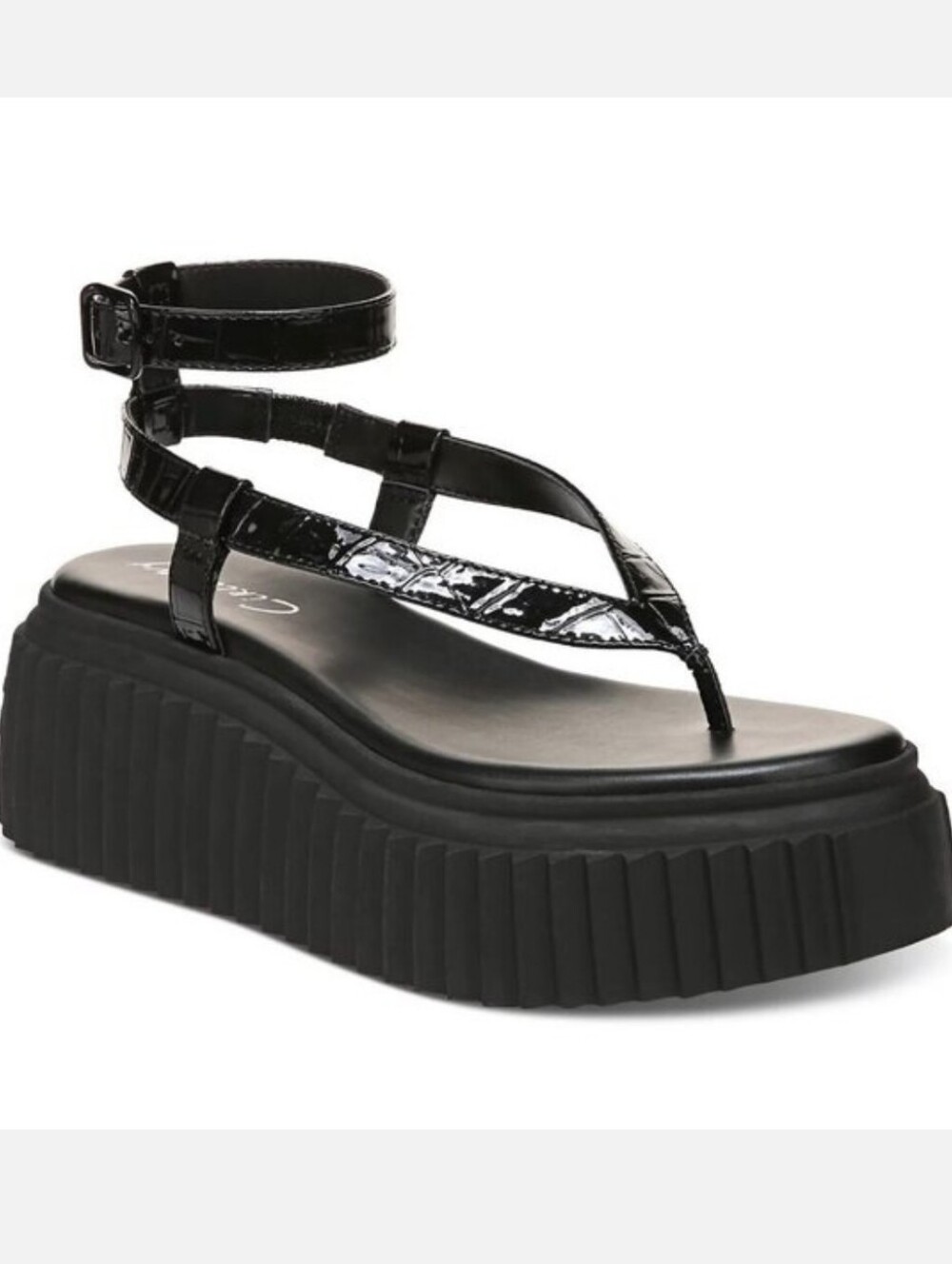 NWB Circus by Sam Edelman ELANA Black Croco Platform Sandals Size 9.5M